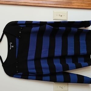 Karl Lagerfeld XL Black and blue horizontal stripe sweater